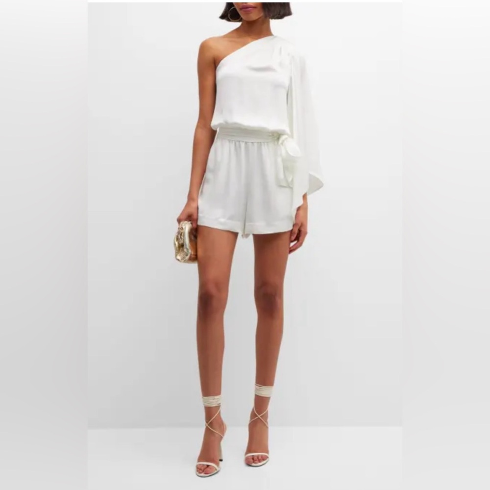 Ramy Brook White One-Shoulder Gina Romper